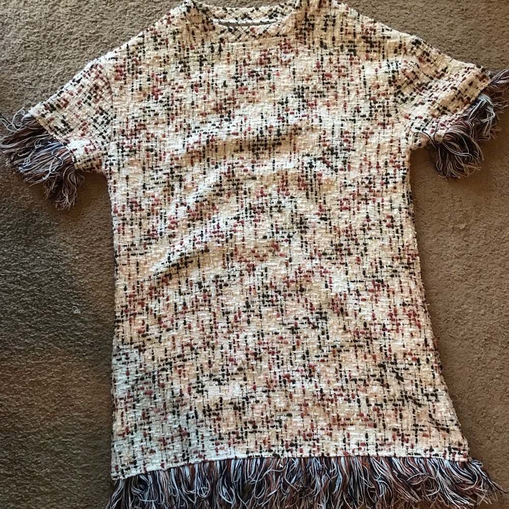 Tweed mini dress with fringe